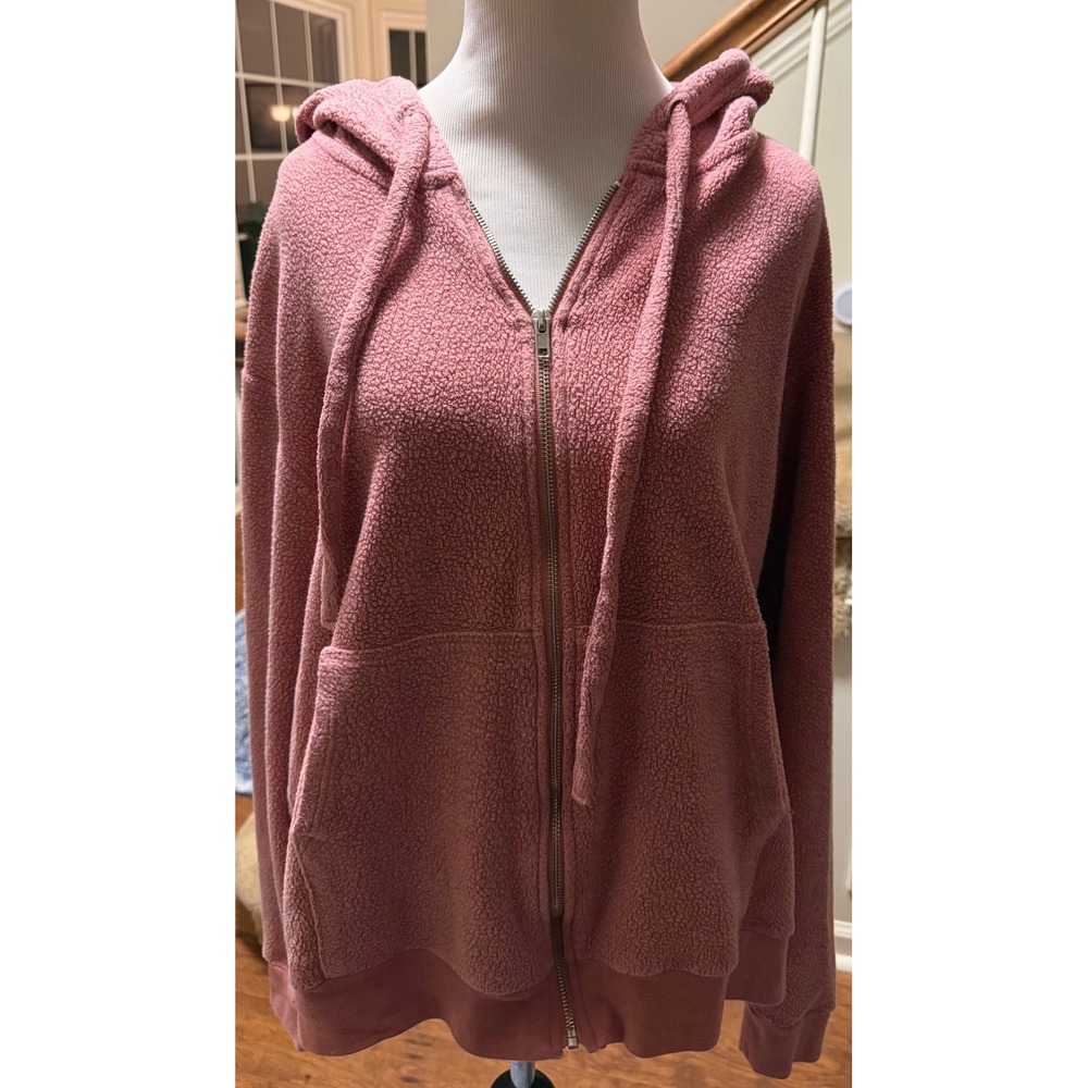 Soft Serve Clothing Pink Sherpa Zip Hoodie Cloud Knit Fleece Sweatshirt USA Med